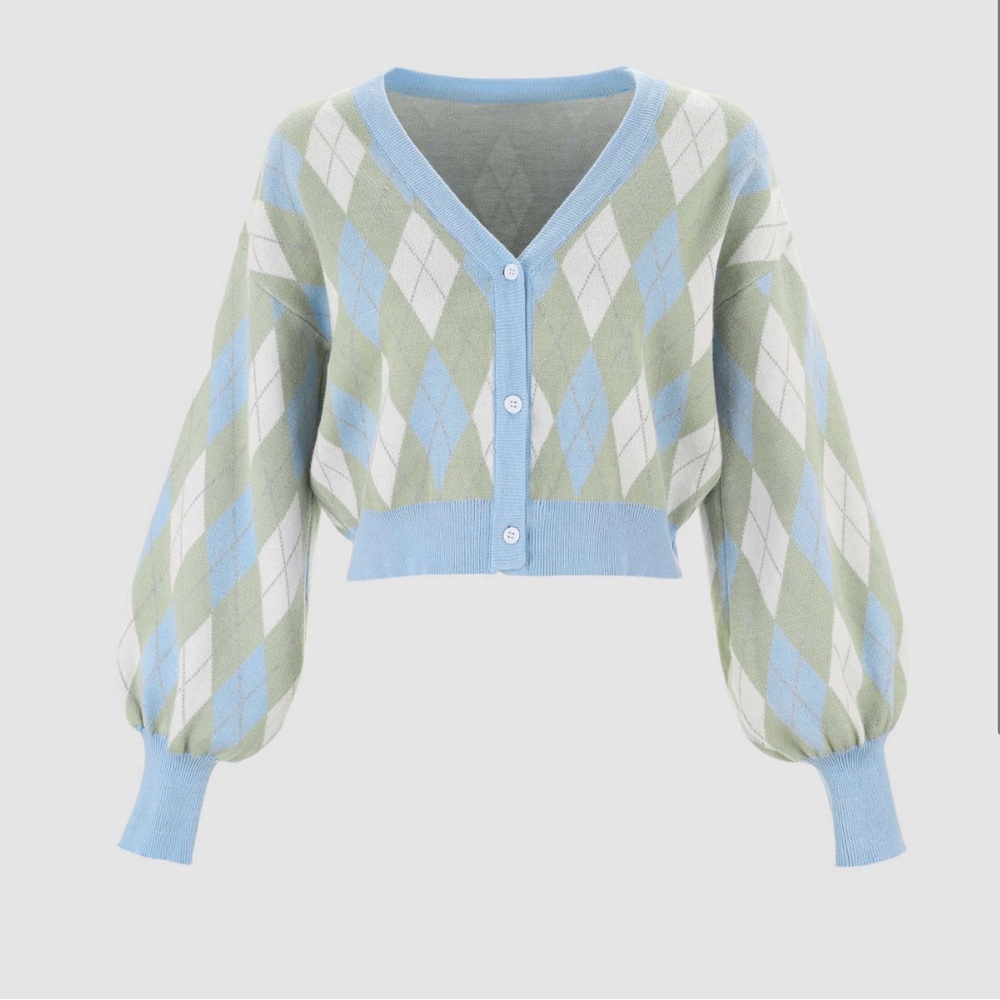 Like New Cider Diamond Lattice Wool Cardigan
